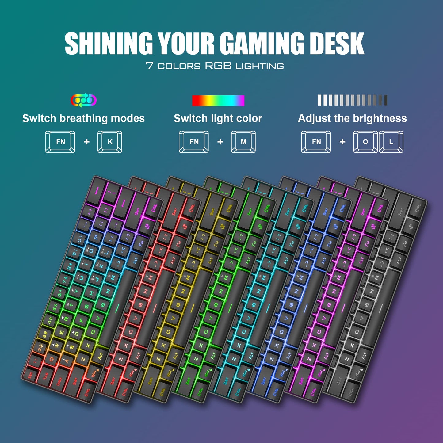 RedThunder 60% Gaming Keyboard and Mouse Combo, RGB Backlit, 7200 DPI, Wired, Ultra-Compact, Black