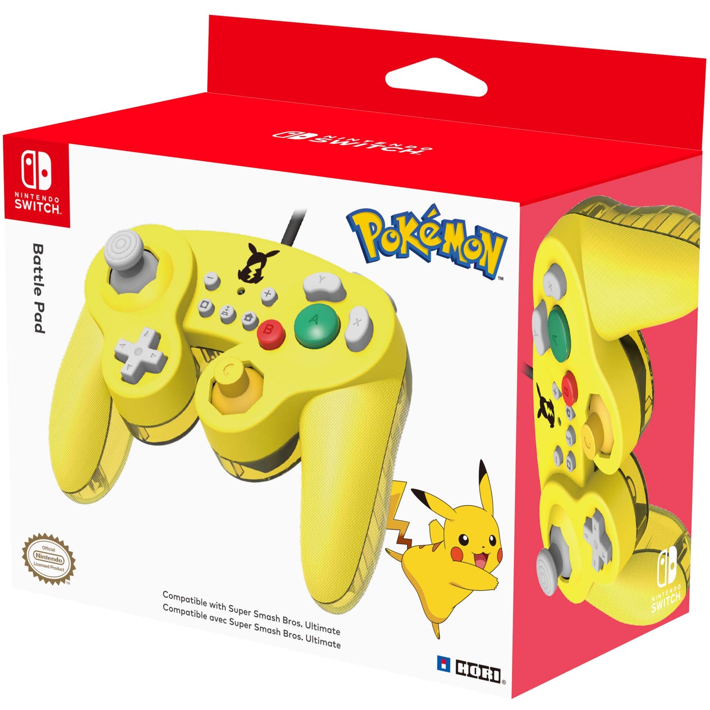 HORI Nintendo Switch Battle Pad Gamecube Style Controller - Pikachu Color, Model NSW-109U
