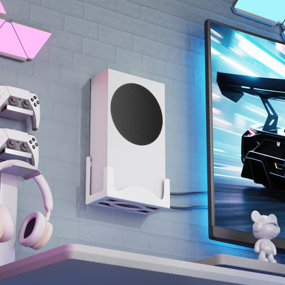 Josmimic Wall Mount for Xbox Series S - Metal Holder with Ventilated Base, Anti-Scratch Pads, Easy Installation - White, Model HY1009S