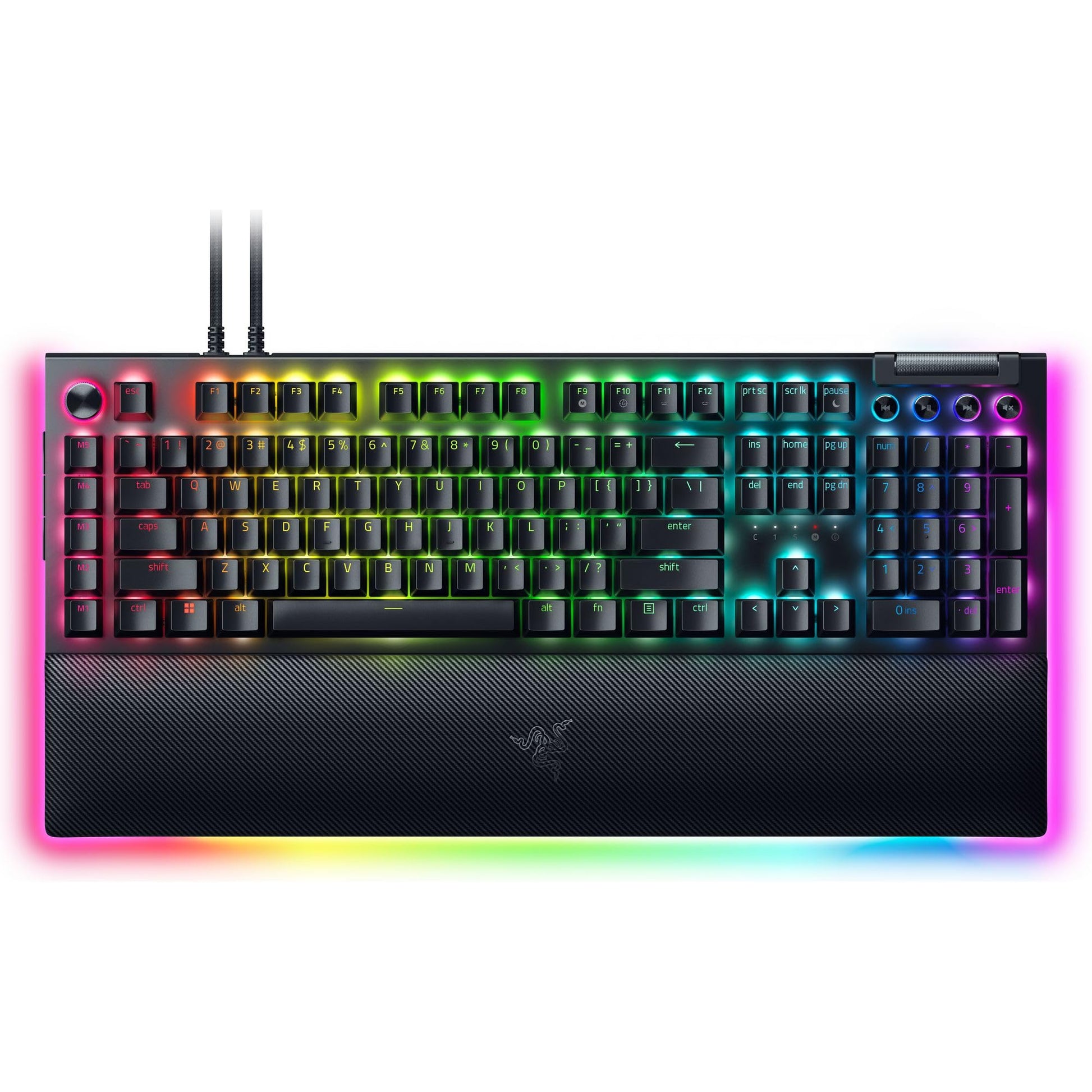 Razer BlackWidow V4 Pro Wired Mechanical Gaming Keyboard - Green Switches, Chroma RGB, Command Dial, Black, Model RZ03-04680200-R3U1 (Renewed