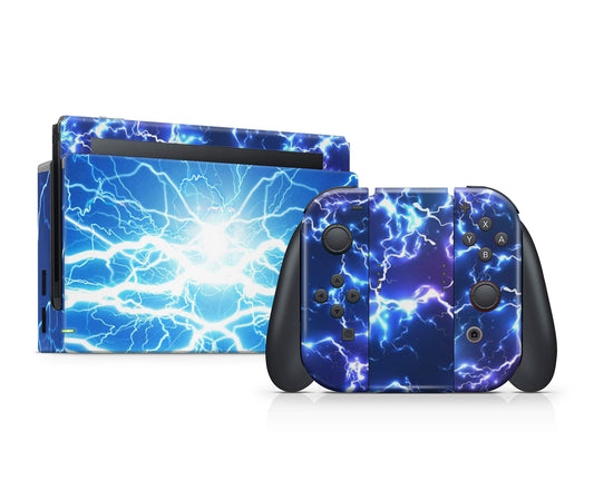 giZmoZ n gadgetZ Electric Storm Skin Decal Vinyl Sticker for Nintendo Switch Console + 1 Controller, Model GNG-Switch-ELEC-SKINS