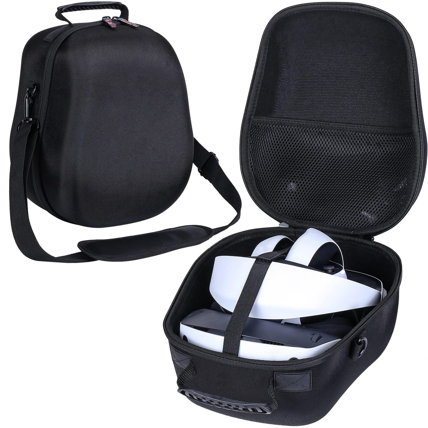 khanka Hard Travel Case Replacement for Sony PlayStation VR 2  Carrying Case with Shoulder Strap  Compatible for PSVR2 Controller and PSVR2 Headset (Black)