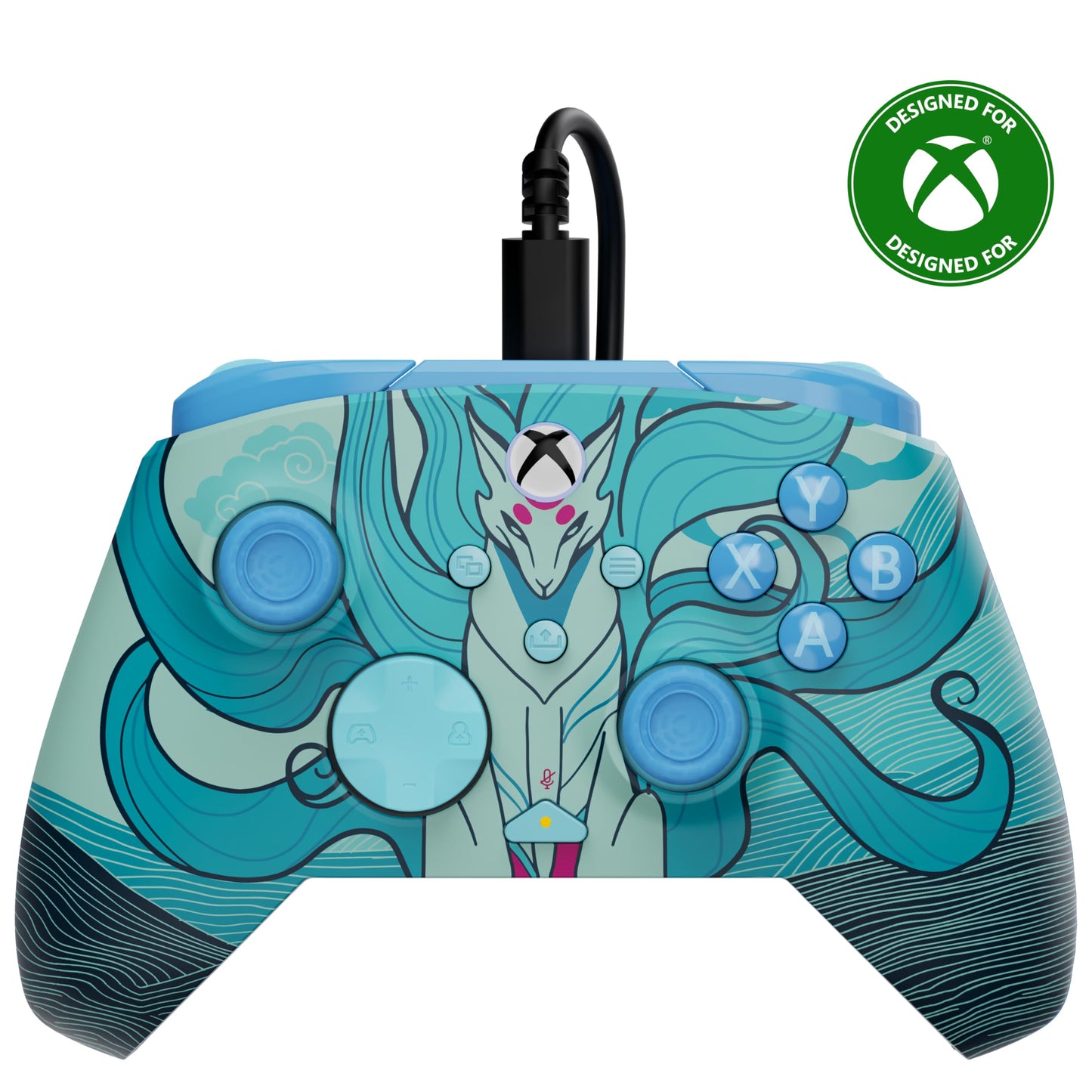 Turtle Beach Rematch Advanced Wired Gaming Controller for Xbox & PC - Powered Glow  Remappable Buttons  Hall-Effect Hair Triggers  8ft Cable  Officially Licensed by Xbox - Blue Kitsune