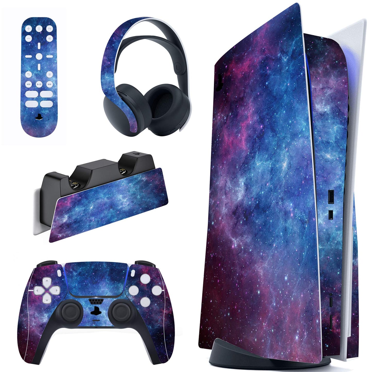 PlayVital Magic Sky Full Set Skin Decal for ps5 Console Disc Edition  Sticker Vinyl Decal Cover for ps5 Controller & Charging Station & Headset & Media Remote