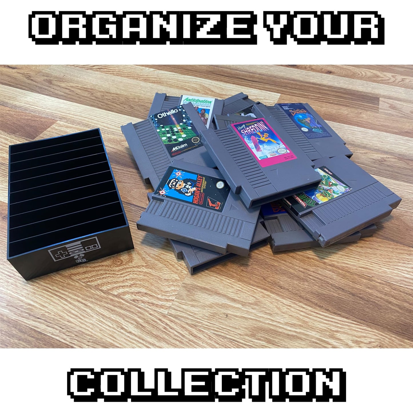 Collector Craft NES Compatible Cartridge Holder - Black, Holds 10 Games, Retro Video Game Storage for Nintendo NTSC/PAL