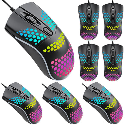 Tellegloww USB Wired RGB Gaming Mouse - Ergonomic Optical, 8 Pack, 3 Adjustable DPI, Black with RGB Lighting