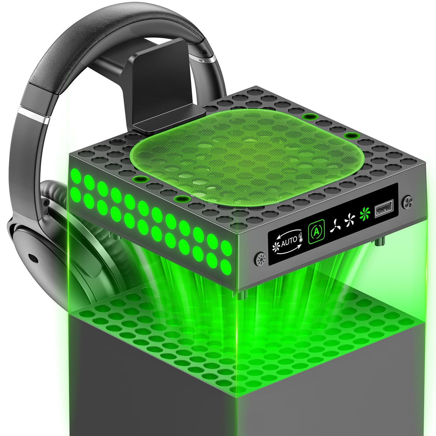 OIVO Xbox Series X Cooling Fan with Auto Mode, Dust Proof, LED, Adjustable, Black