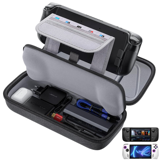 JSAUX Carrying Case Compatible with Steam Deck & ROG Ally  Protective Hard Shell Carry Case Built-in Charger & Docking Station Storage  Portable Tpartyl Case for Steam Deck OLED & Accessories - BG0106A
