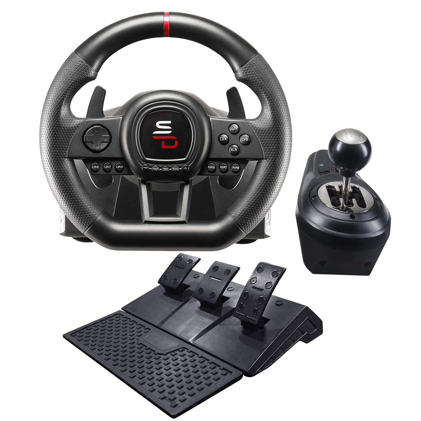 SUBSONIC Superdrive GS650-X Racing Wheel with Manual Shifter & 3 Pedals for Xbox Series X/S, PS4, Xbox One - Black & Silver