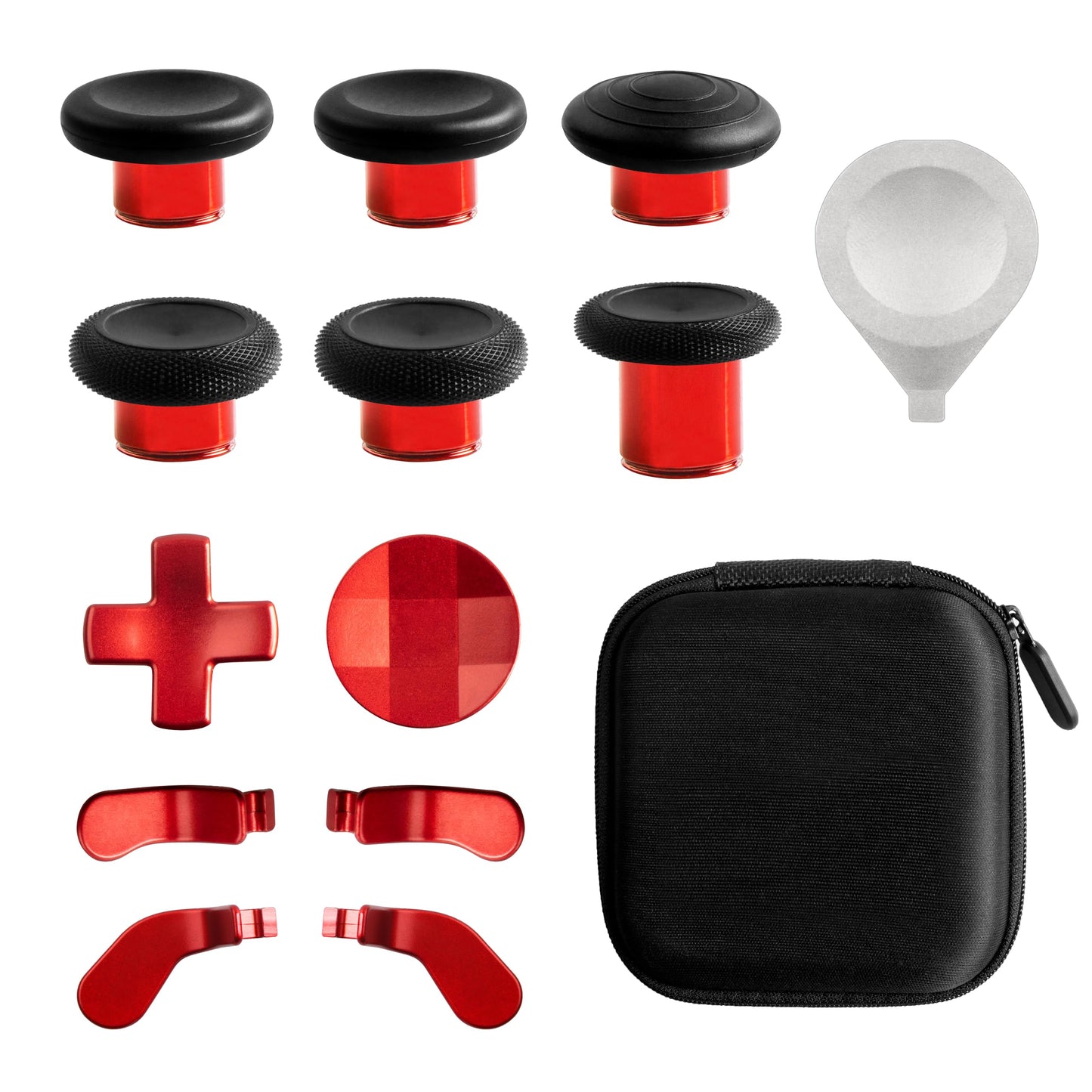 DTianSir 14 in 1 Metal Thumbsticks for Xbox Elite Wireless Controller Series 2 Gaming Accessory Replacement with 6 Swap Thumbsticks 4 Paddles 2 D-Pads 1 Bag 1 Tool(Red)