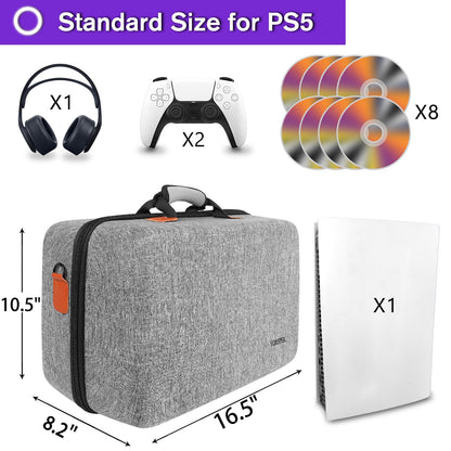 YOREPEK Hard Shell Carrying Case for PS5 & PS5 Pro - Travel Protective Bag, Grey