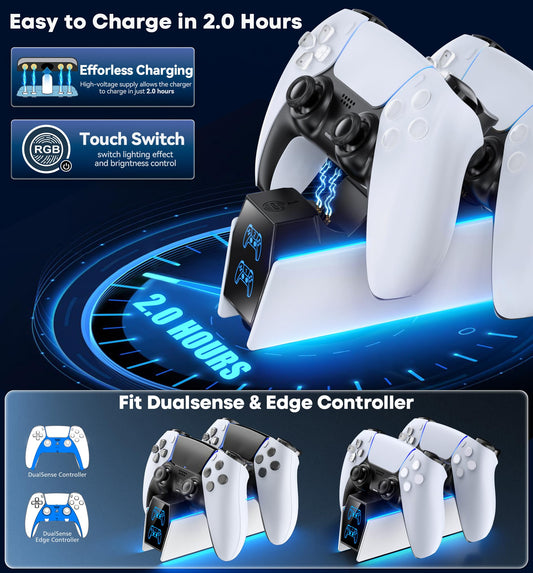 OIVO PS5 Controller Charger Station - Fast Charging DualSense Docking Station, White, Model IV-P5211