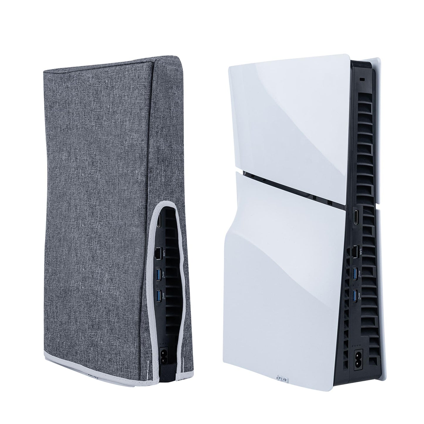 Mcbazel Vertical Dust Cover for PS5 Slim Console Only  Precision Cut Protective Case Anti Scratch Cover Sleeve for PlayStation 5 Slim Console Digital and Disc Edition - Gray (Only for ps5 Slim)