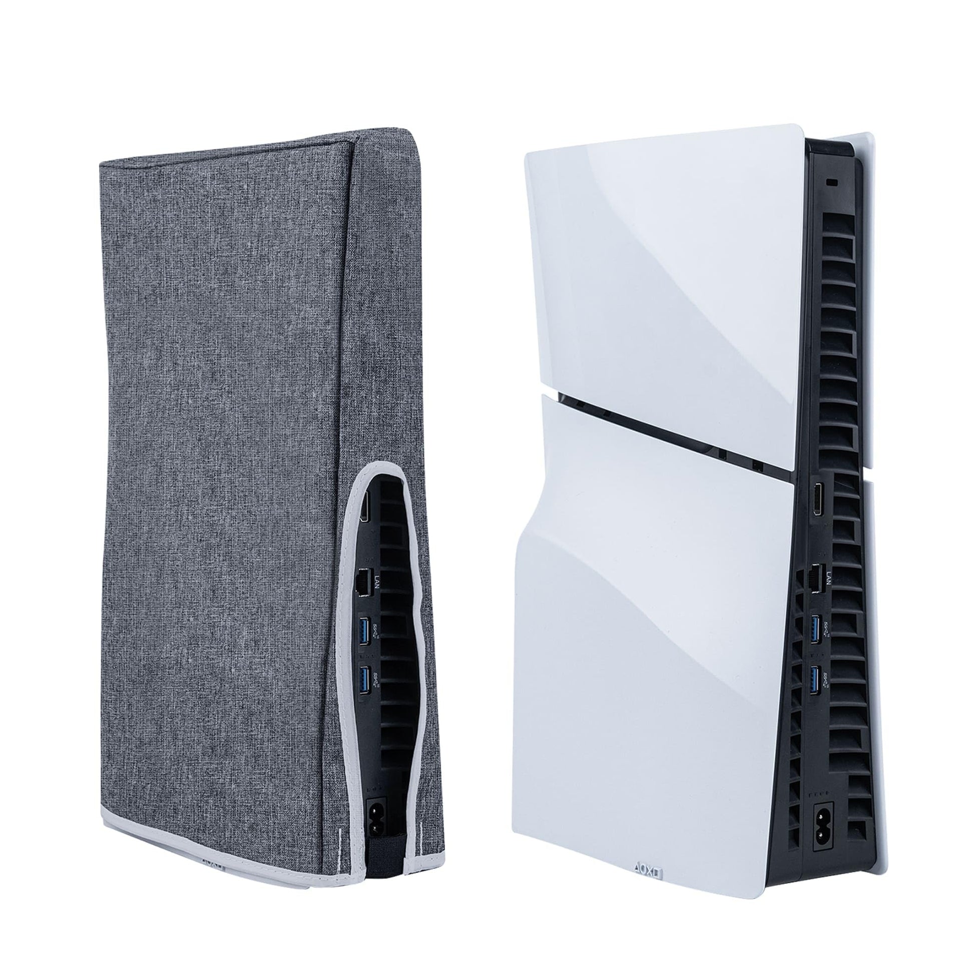 Mcbazel Vertical Dust Cover for PS5 Slim Console Only  Precision Cut Protective Case Anti Scratch Cover Sleeve for PlayStation 5 Slim Console Digital and Disc Edition - Gray (Only for ps5 Slim)