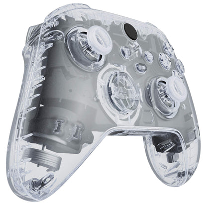 eXtremeRate Transparent Clear Controller Housing Shell Case for Xbox Series X/S, Model QX3M501, Custom Replacement Side Rails