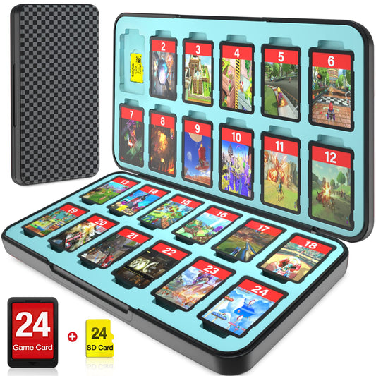 CYKOprotective gear Game Card Case Holder for Nitendo Switch/Switch 2(2025) - Hard Shell refill unit Case with 24 Game sections & 24 Micro SD Card sections  Portable Protective Organizer Tpartyler  Plain Black
