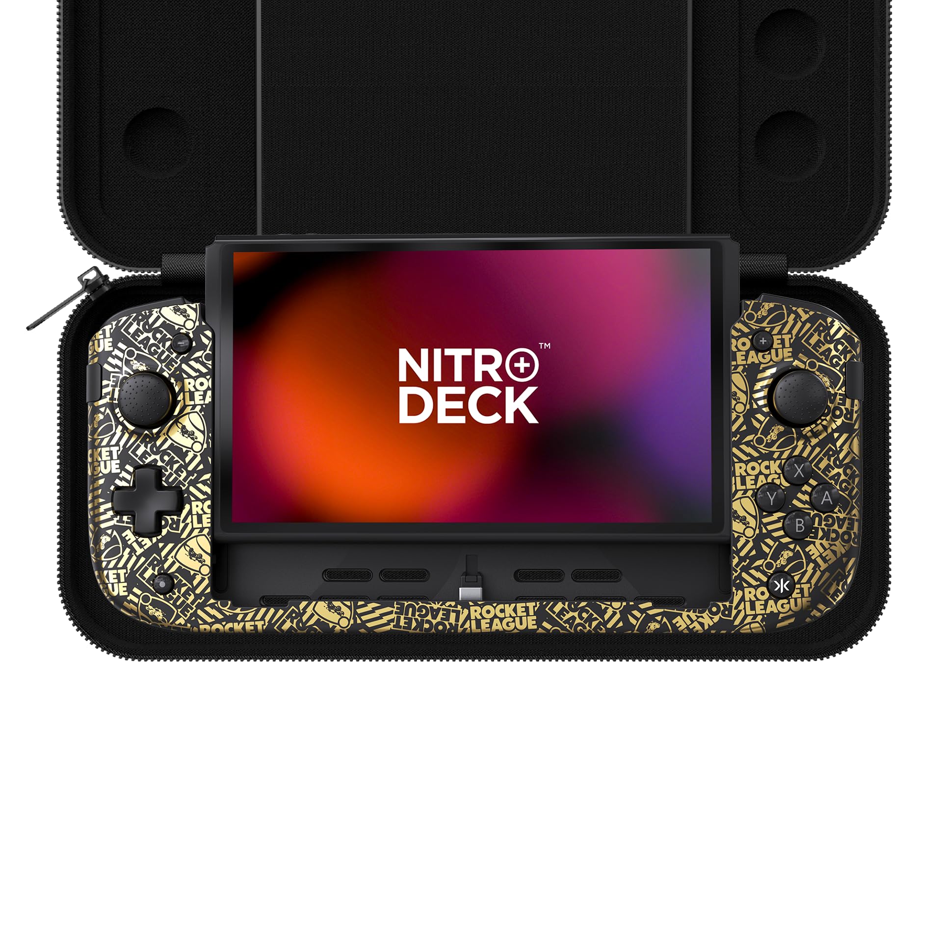 CRKD Nitro Deck+ Handheld Pro Controller for Nintendo Switch & OLED Model - TV Dockable - Programmable Sidekicks & Back Buttons - TruCollection System (Rocket League Gold Collection)