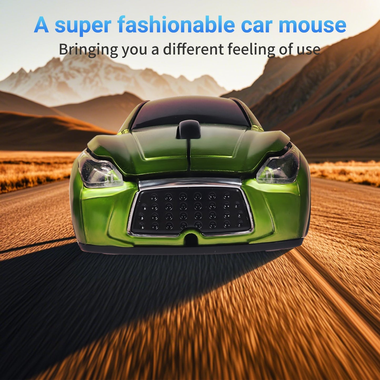 elec Space Wireless Car-Shape Mouse - 2.4G, 1600 DPI, LED Headlights, Green