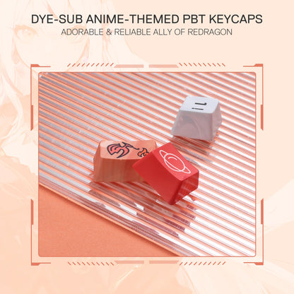 Redragon K673 SE 75% Wireless RGB Gaming Keyboard, 81 Keys, Flaming Red, Anime Version, Hot-Swap, Dedicated Knob, Noise Dampening