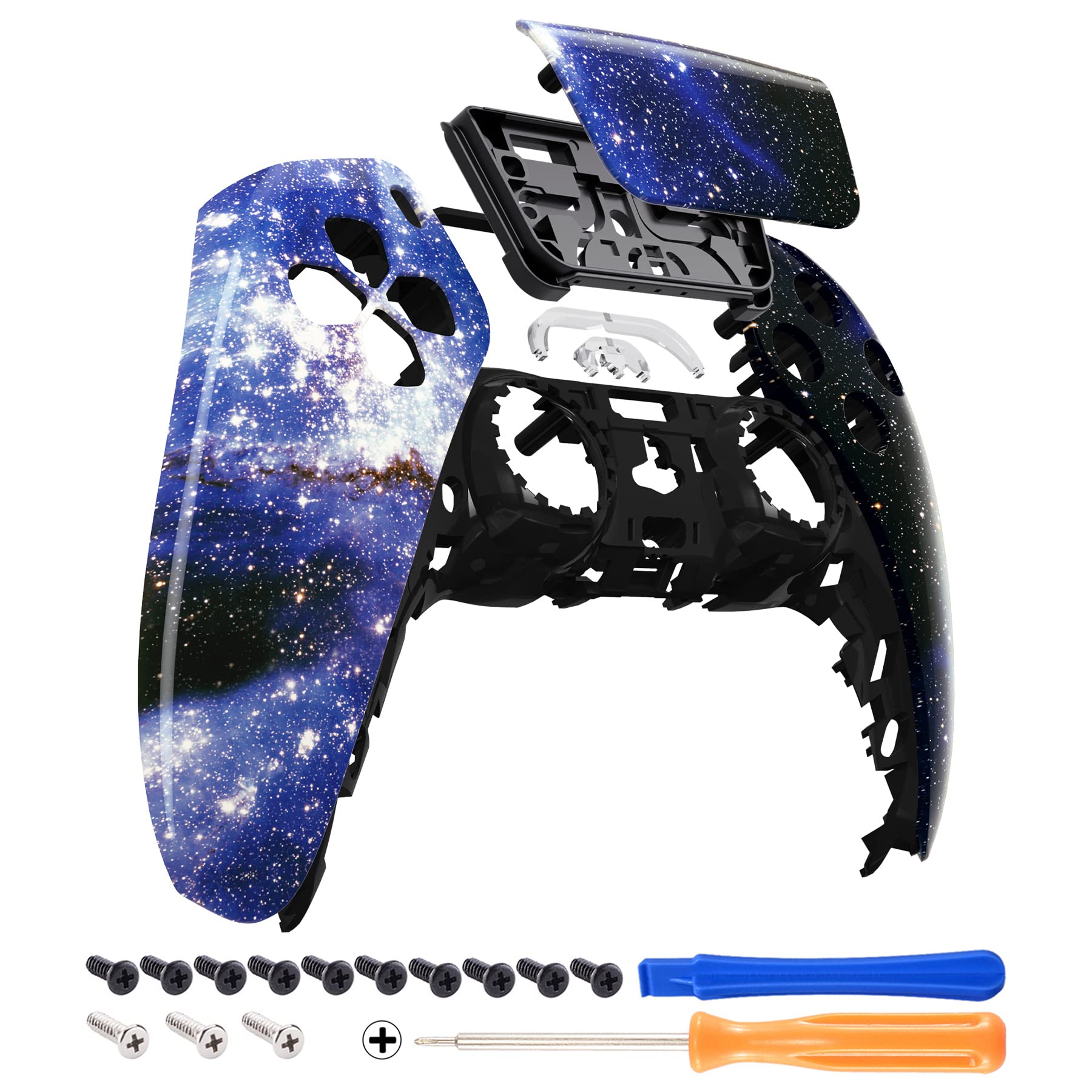 eXtremeRate Blue Universe Touchpad Front Top Shell Compatible with ps5 Controller BDM-010 020 030 040 050  DIY Replacement Shell Custom Touch Pad Cover Compatible with ps5 Controller
