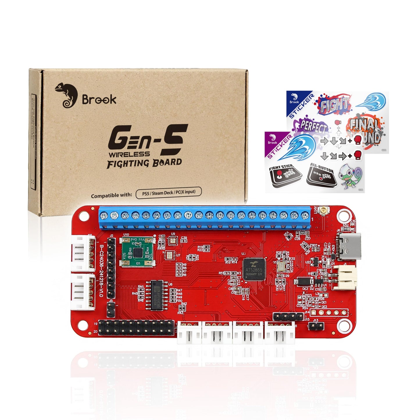Brook Gaming Gen5W Fighting Board - Wireless Compatible Controller Board for P5  PC & Steam Deck | Ultra-Low Latency | Turbo  Macro & RGB Customization (Exclusive Version) (Gen5W)
