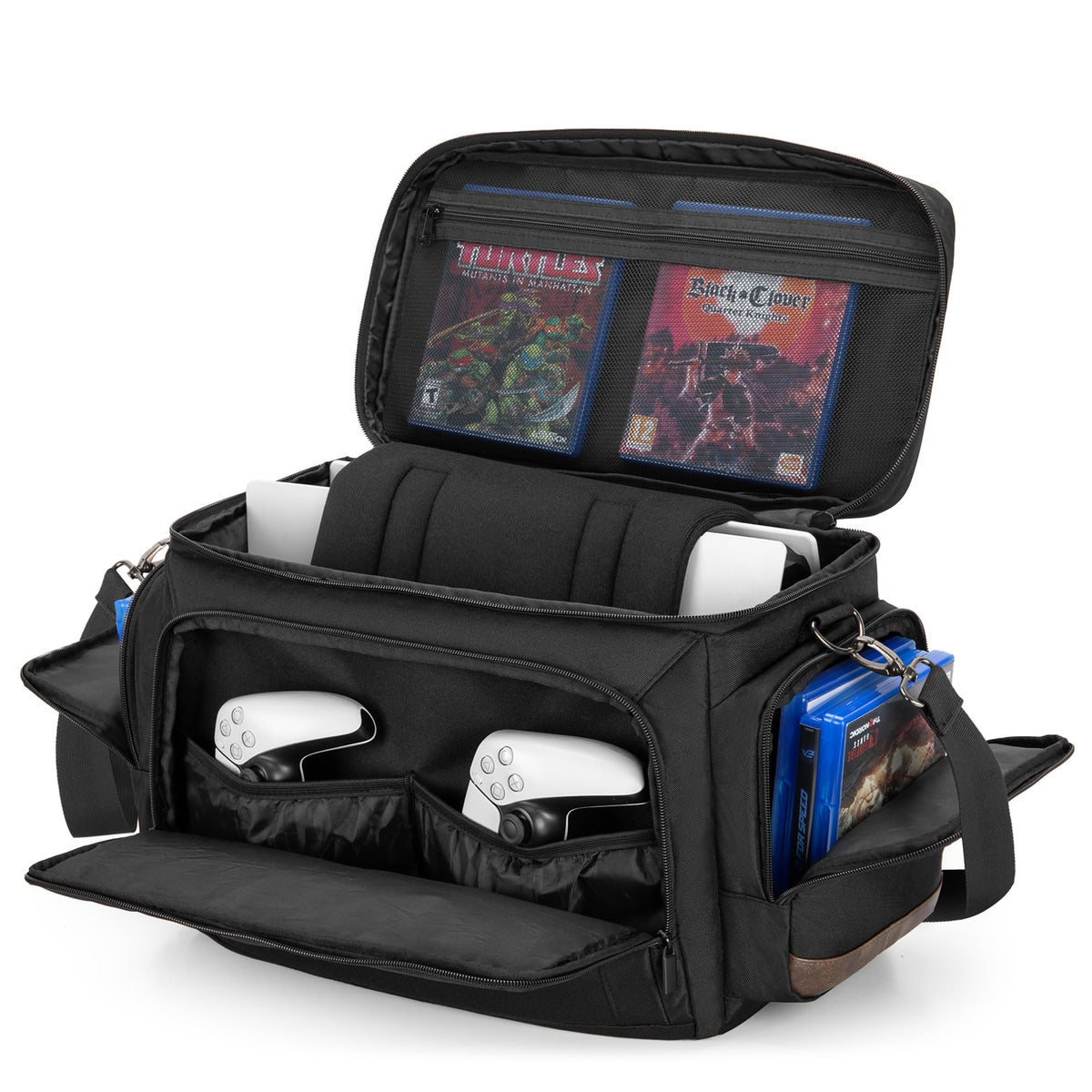 LoDrid Tpartyl Carry Case Compatible with PS5/PS5 Slim/PS4/PS4 Pro/PS4 Slim/Xbox One/Xbox One X/Xbox One S for Console and 15.6 Laptop  Protective Gaming Bag with Handle and Shoulder Strap  Black