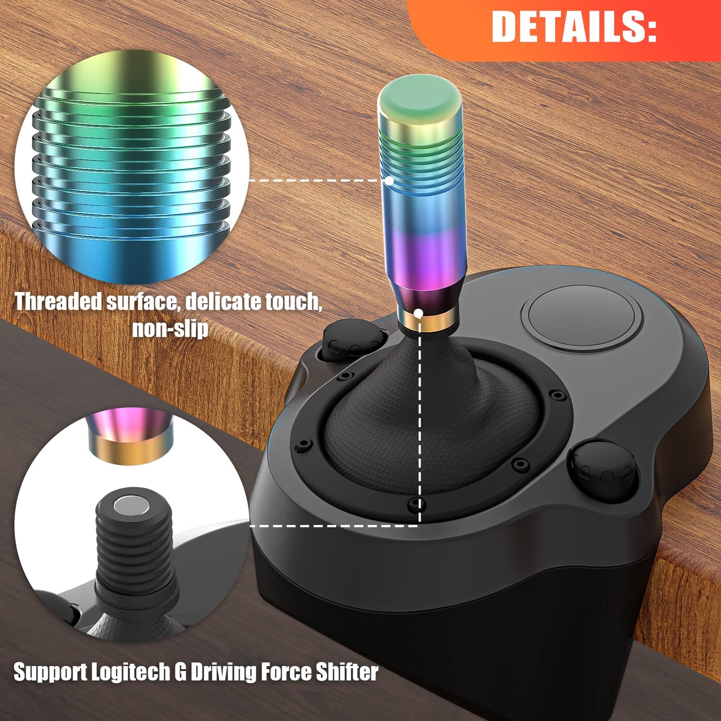 aikeec Gear Shifter Knob for Logitech G27 G29 G920 G923 - Aluminum Neon Color Adapter Included