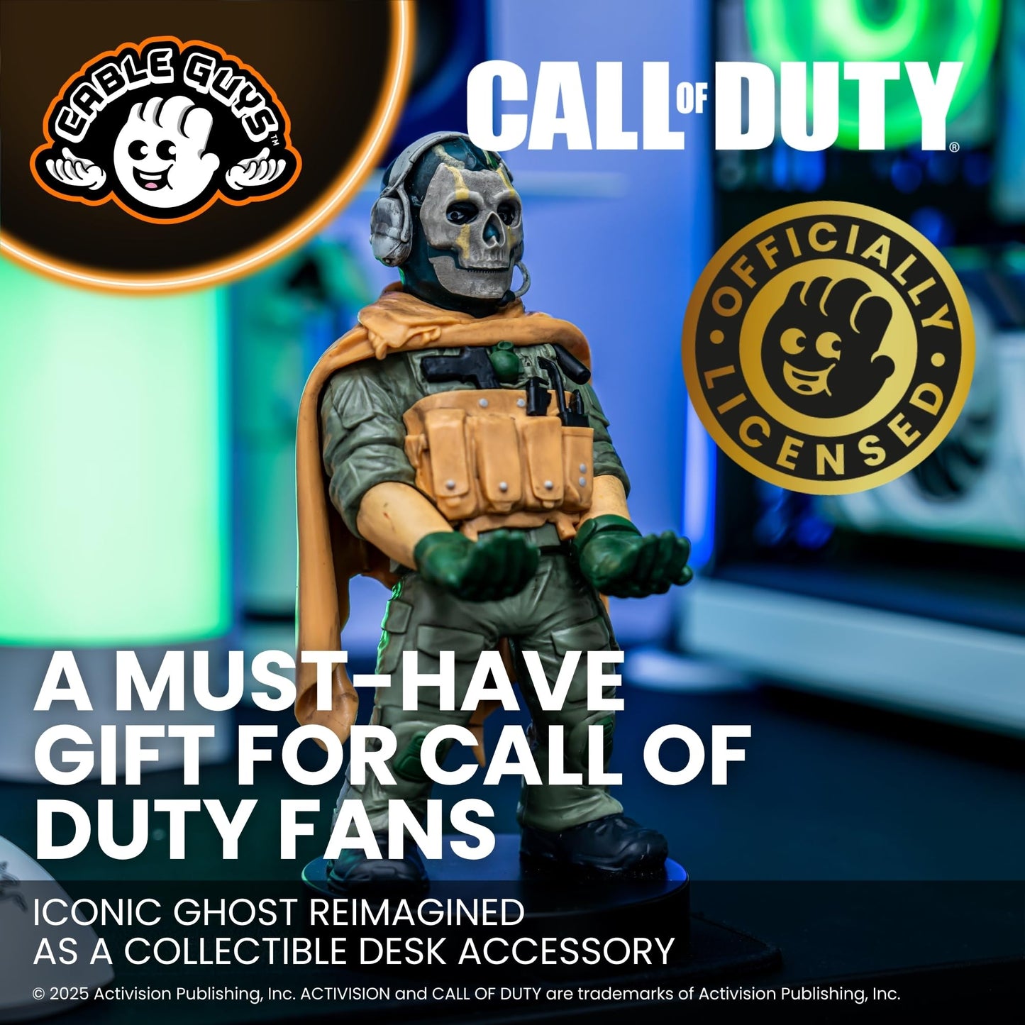 Cableguys 8" Ghost Call of Duty Gaming Controller Phone Holder Stand - Compatible with Xbox, PlayStation, Nintendo Switch, Most Smartphones