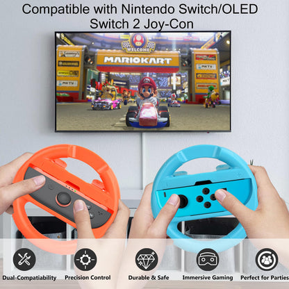 Lyvix Steering Wheel for Nintendo Switch - Ergonomic Racing Wheel, Quick Release, Orange Blue