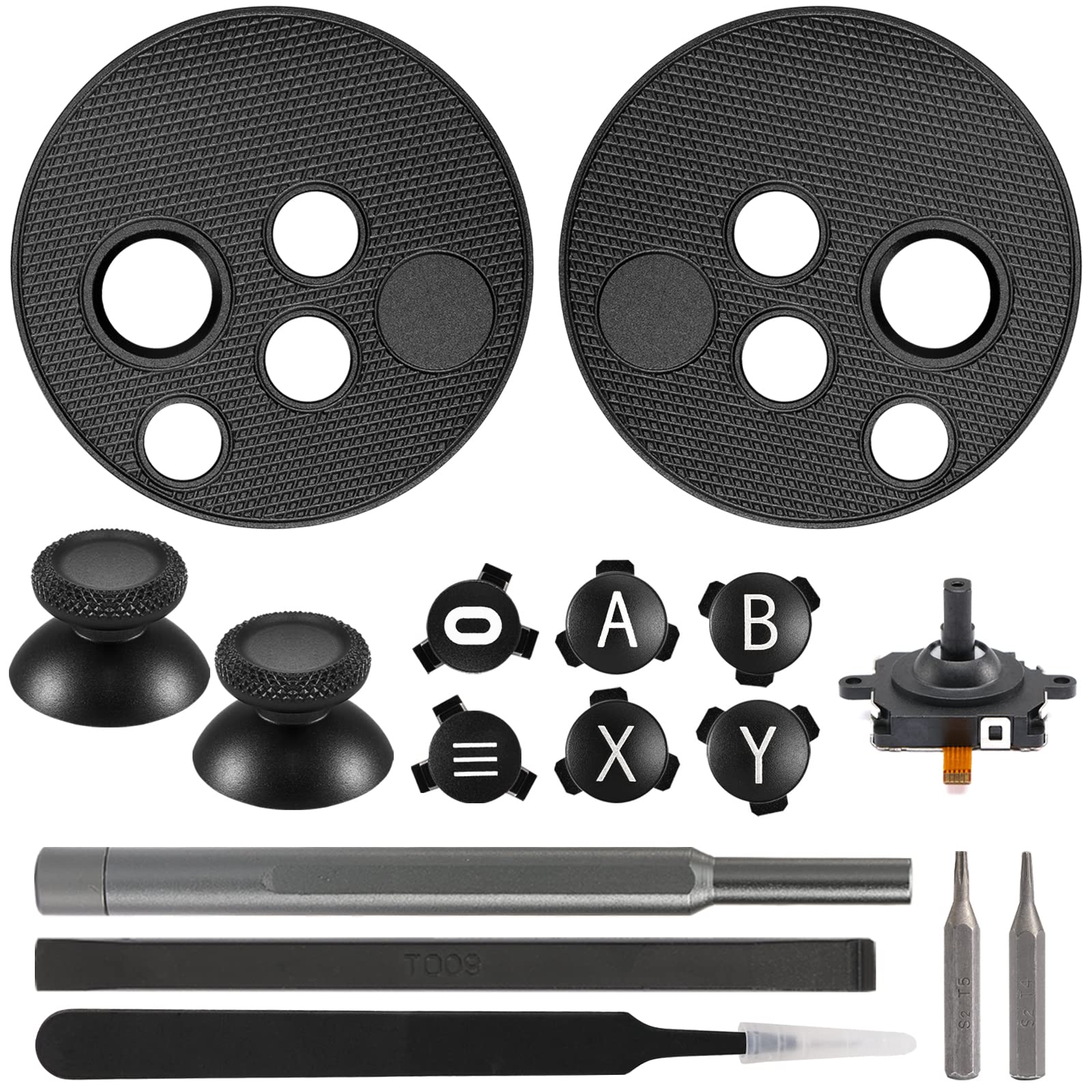 VRbrother Metal Left and Right Controller Replacement Keyboard  Mushroom Caps  ABXY Buttons Return Key Function Key  Analog Joystick Replacement (1pcs) for Meta Oculus Quest 2 Accessories (Black)