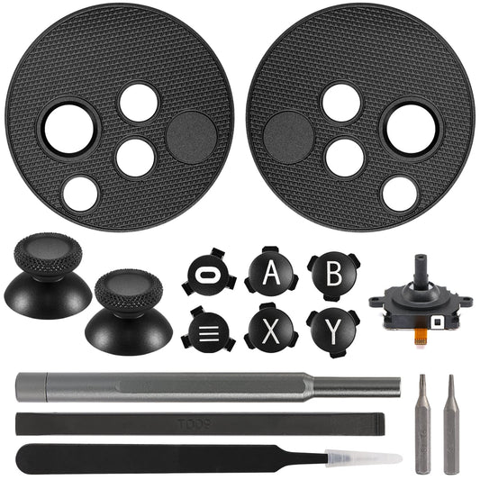 VRbrother Metal Left and Right Controller Replacement Keyboard  Mushroom Caps  ABXY Buttons Return Key Function Key  Analog Joystick Replacement (1pcs) for Meta Oculus Quest 2 Accessories (Black)