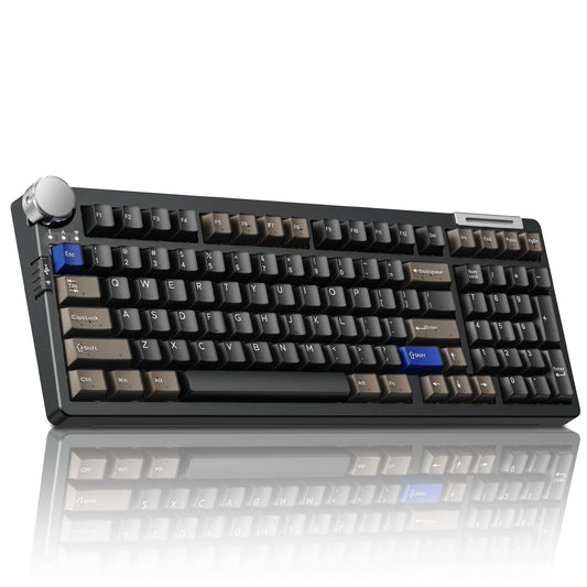 ZORNHER ZH980 Pro Wireless Mechanical Keyboard with Metal Knob Full Size Gaming Keyboard Creamy Keyboard with Number Pad Creamy Switches QMK/VIA Support for Win/Mac Retro Black
