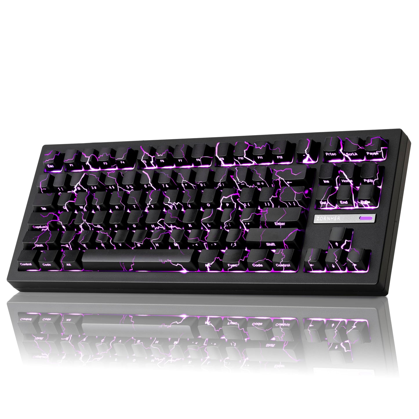 ZORNHER ZH870 Wireless Gaming Mechanical Keyboard 80% Black Custom Creamy Sound Keyboard with Shine Though Lightning IMD Keycaps Creamy Sounding Linear Switches Hot-Swappable RGB Backlit