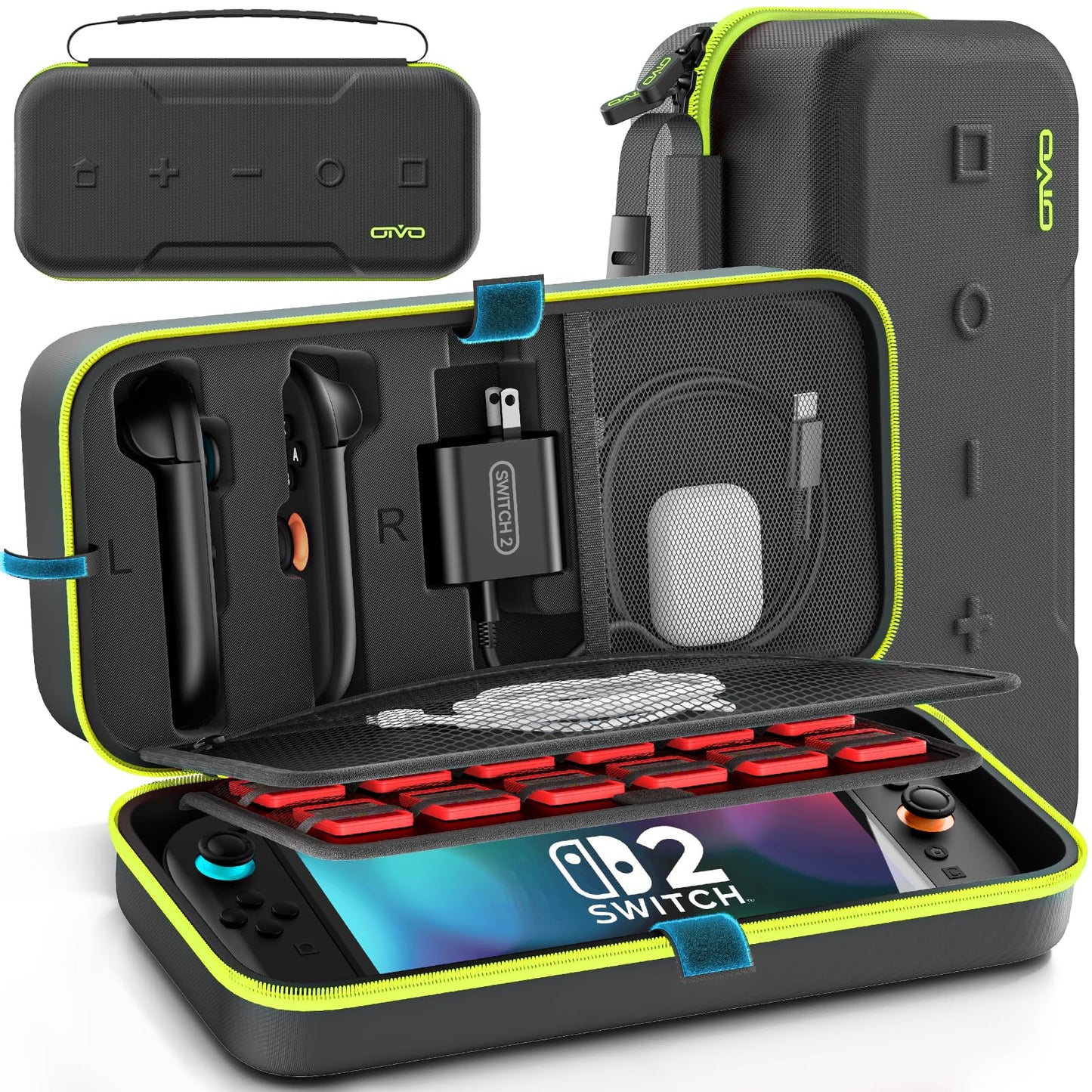 OIVO Carrying Case Compatible with 2025 Nintendo Switch  Portable Switch 2 Travel Carry Case Fit for Joy-Con 2 & Adapter  Hard Shell Protective Pouch Bag with 24 Game Slots  Yellow