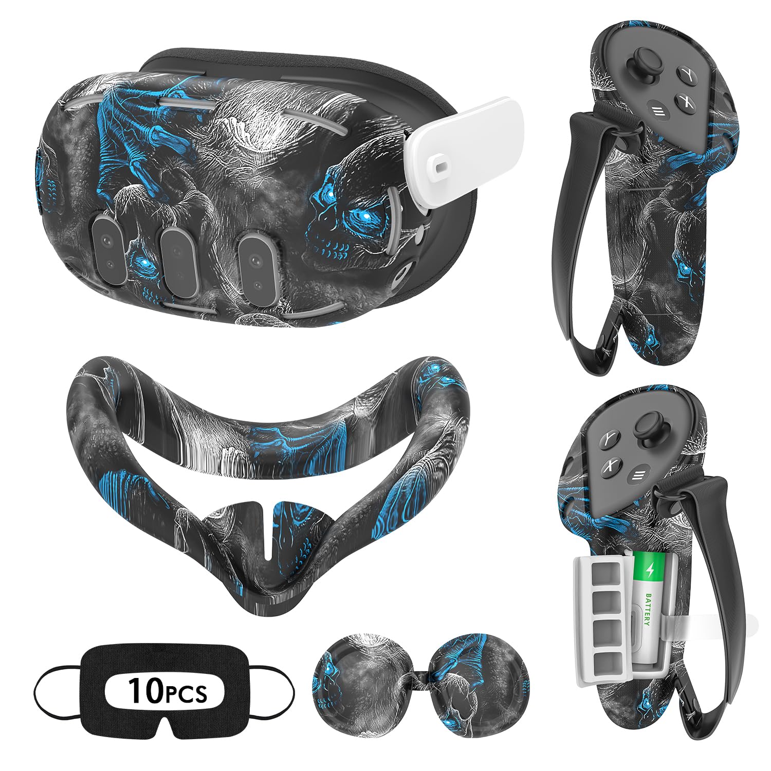 Tyasoleil VR Silicone Case for Meta Quest 3  Design Upgraded Accessories for Oculus Quest 3  Face Cover  Controller Grips  Shell Cover  Lens Cover  Disposable Eye Cover (Phantom)