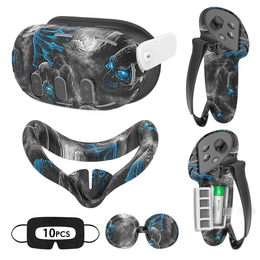Tyasoleil VR Silicone Case for Meta Quest 3  Design Upgraded Accessories for Oculus Quest 3  Face Cover  Controller Grips  Shell Cover  Lens Cover  Disposable Eye Cover (Phantom)