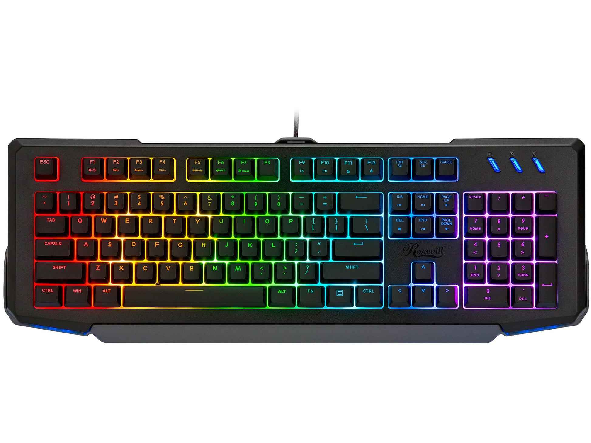 Rosewill NEON K42 RGB Membrane Mechanical Gaming Keyboard with 26-Key Anti-Ghosting, 6 Multimedia Hotkeys, 8 LED Backlit Modes