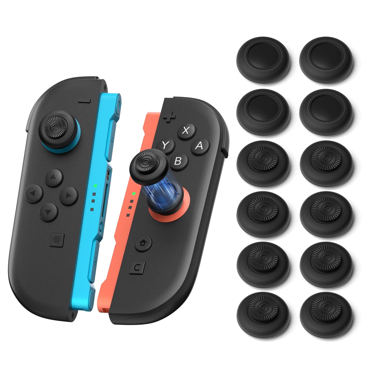 NEWDERY Thumb Grips for Nintendo Switch 2/Pro Controller Joystick Caps for Joycon 2  Anti-Slip Silicone  Ergonomic Button Covers for Enhanced Precision  Comfort & Protection  Durable Stick Grips