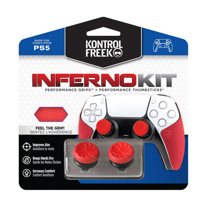 KontrolFreek FPS Freek Inferno Performance Kit for PS5 - Red Thumbsticks & Grips, Model PK-2040-PS5, Enhanced Gaming Performance