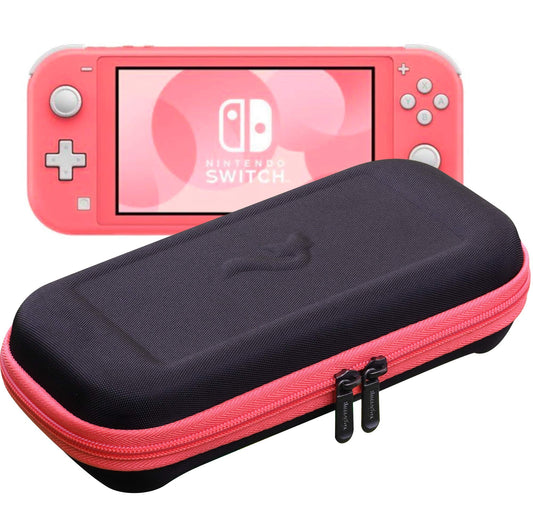 ButterFox Slim Carrying Case for Nintendo Switch Lite with 19 Game and 2 Micro SD Card Holders  Storage for Switch Lite Accessories (Coral Pink/Black)