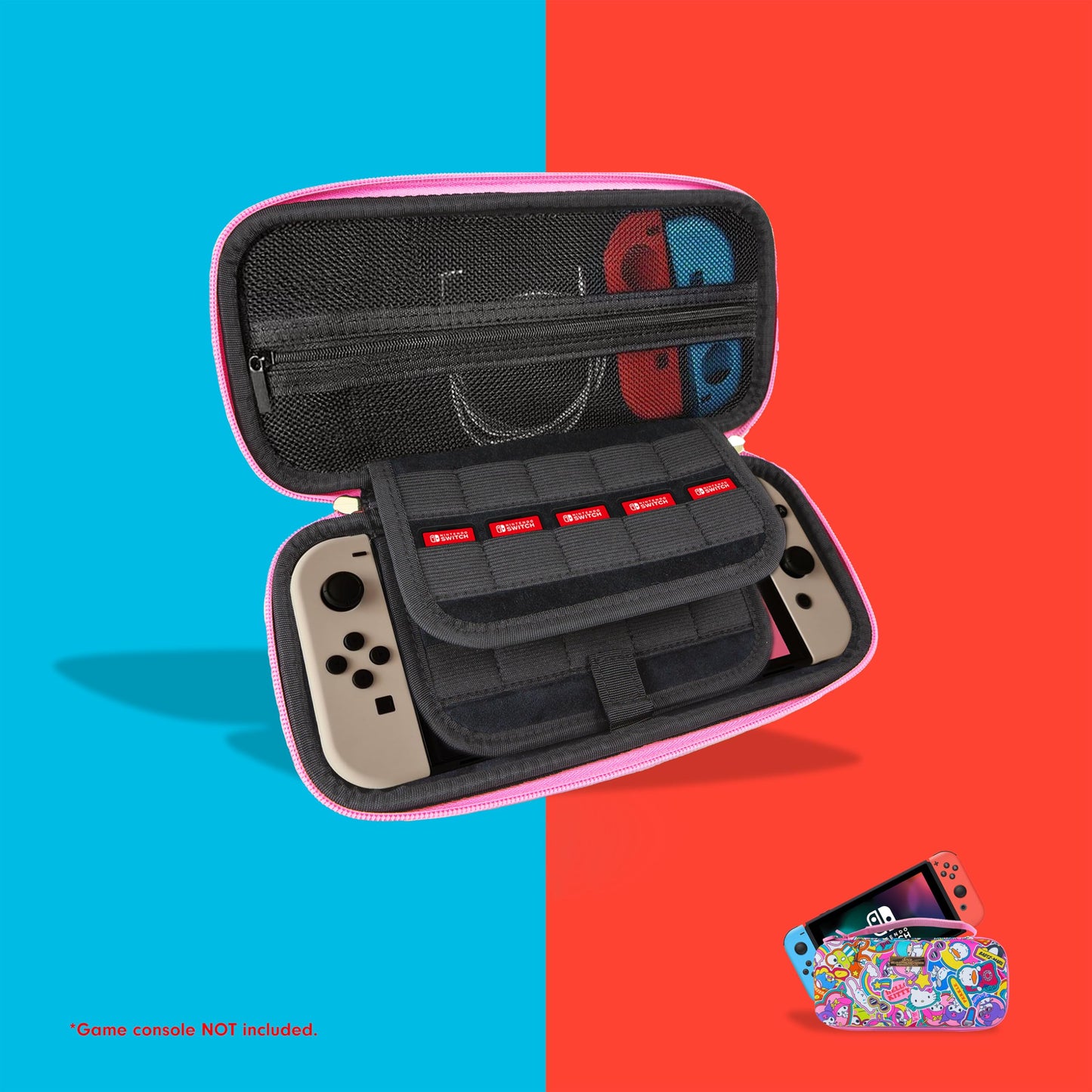 Sonix Nintendo Switch Carrying Case - Protective Travel Case, 10.5"x5"x2.5", Hello Kitty Stickers, Model 800-001-SNX