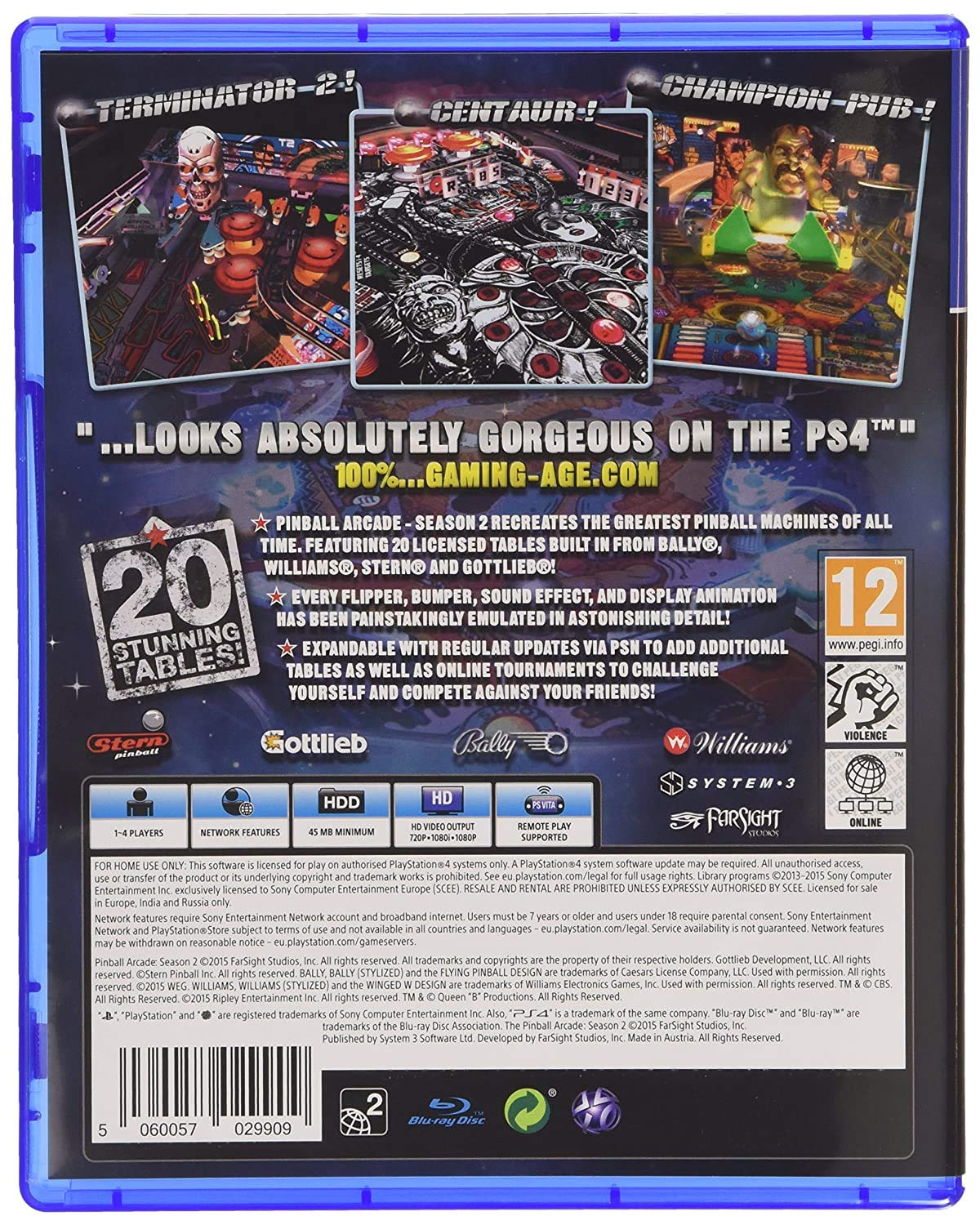 Nioxin Pinball Arcade Season 2 (PS4) - UK Import, Model 029909a
