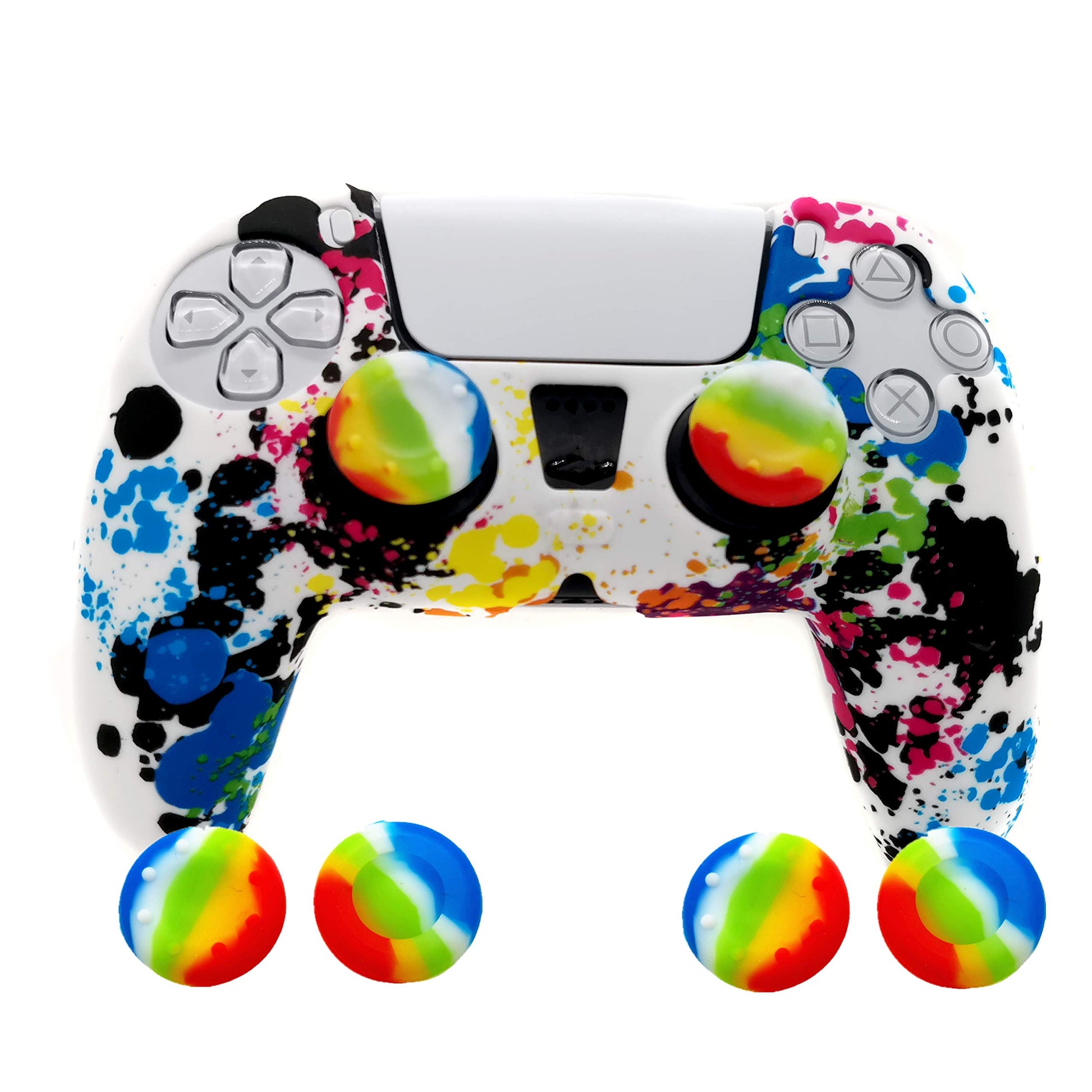 Skin for PS5 Controller Grips, Silicone Case Cover for PlayStation 5 Anti-Slip Protector with 4pcs Thumb Joysticks Caps (4caps G