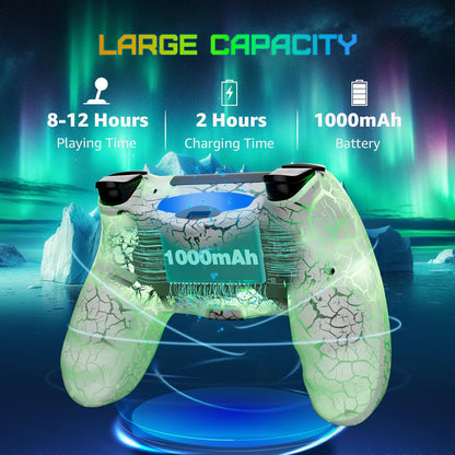 CHENGDAO Wireless Controller for PS4 - RGB Light, 1000mAh Battery, 6-Axis Motion, White, 1 Pack