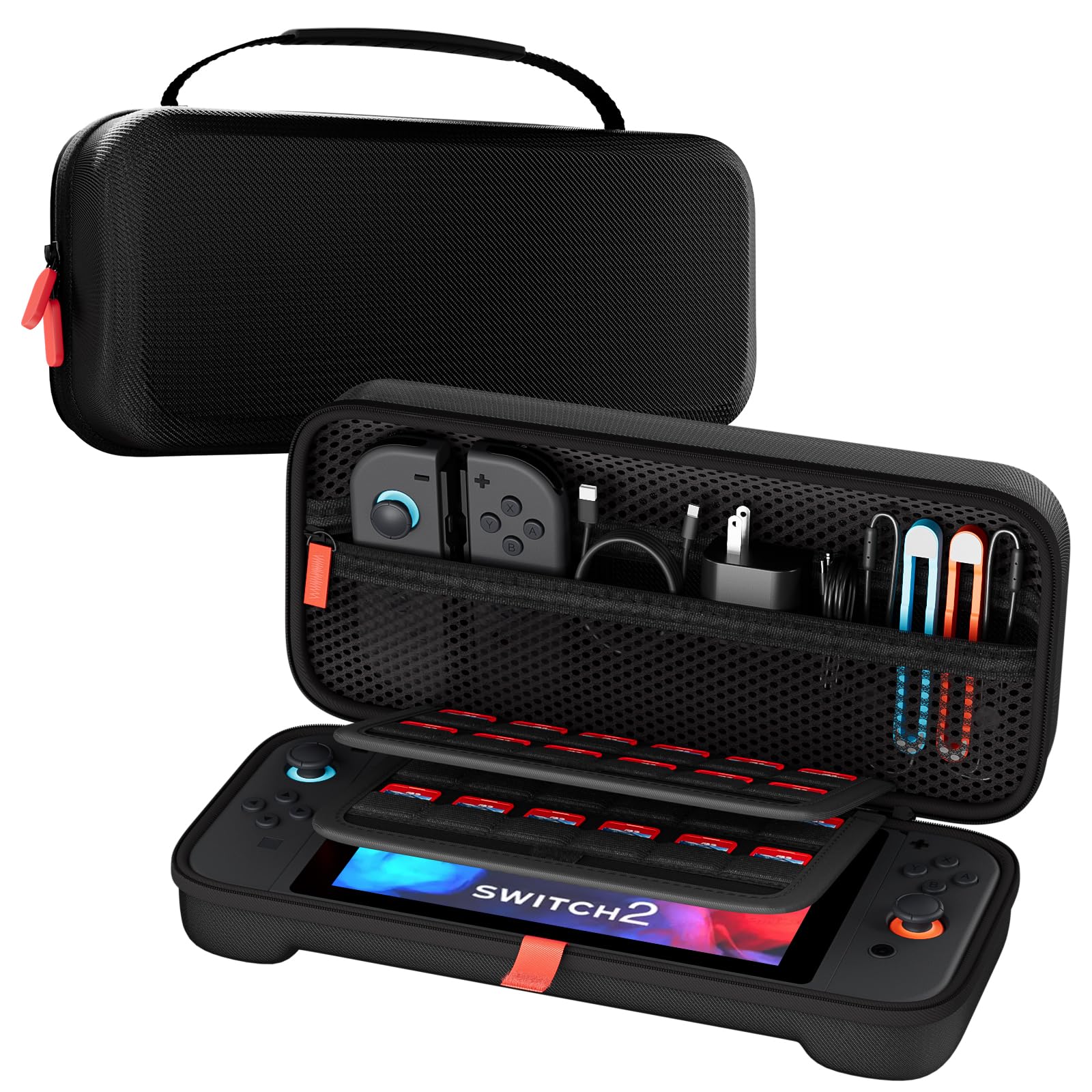 ProCase Carrying Case for Nintendo Switch 2 (2025) with 24 Game Card Slots  Hard Portable Travel Case Storage Bag Protective Pouch for 2025 Nintendo Switch 2 Console AC Adapter & Accessories -Black L