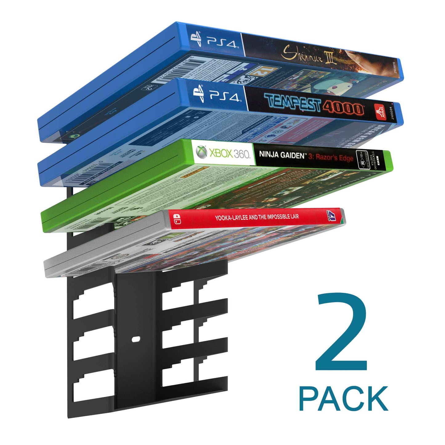 Monzlteck Video Game Case Storage Wall Mount - Alloy Steel, Black, Model WCD-d, Gaming Accessories