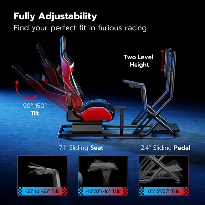 ARES WING Racing Simulator Cockpit GRS1002RE with Monitor Mount, Red, Compatible with PS5, PS4, Xbox, PC
