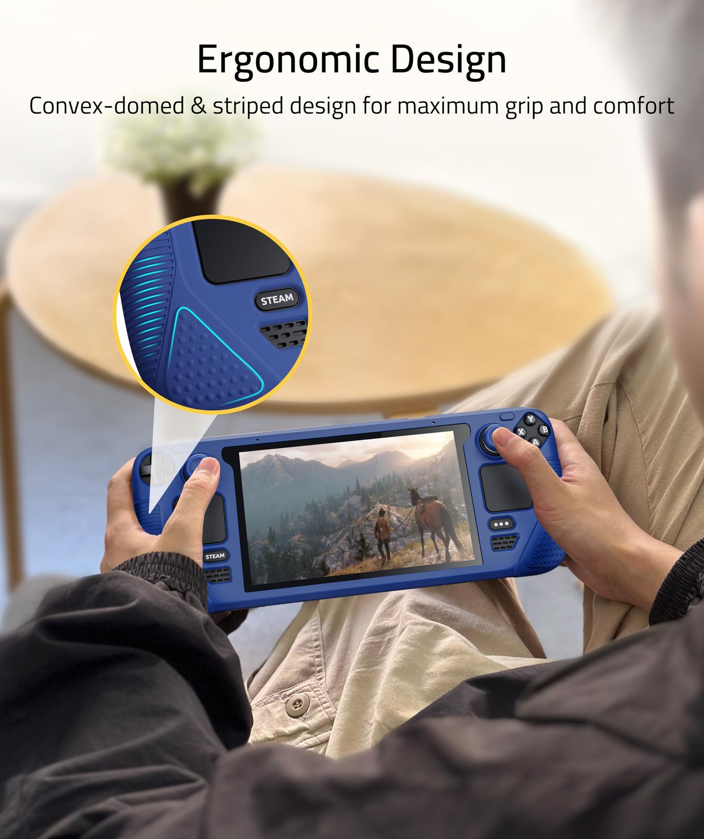 Syntech Steam Deck Protective Case - Silicone, Non-Slip Grip, All-Round Protection, 30×12×4cm, Navy Blue, Model SYNM053L