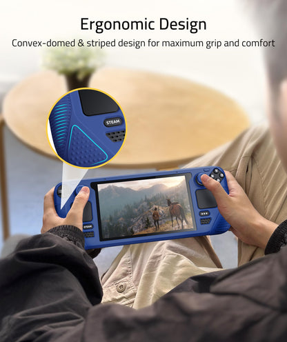 Syntech Steam Deck Protective Case - Silicone, Non-Slip Grip, All-Round Protection, 30×12×4cm, Navy Blue, Model SYNM053L
