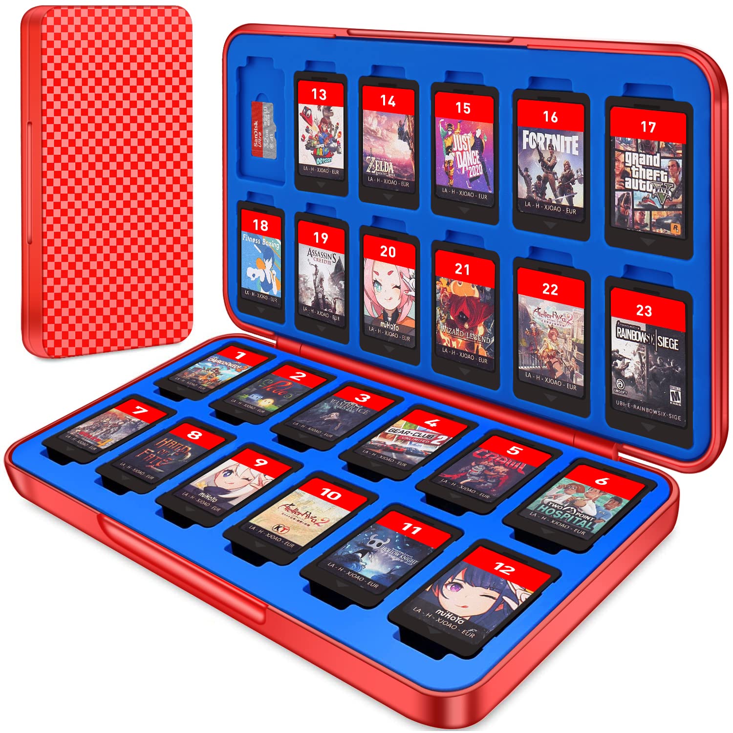 Switch Game Holder Case with 24 refill unit sections and 24 Micro SD Card Storage  Slim Portable Game Organizer Tpartyler Gift Accessories with Magnetic Closure  Protective Hard Shell and Soft Lining